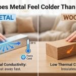 why metal feels colder than wood, metal feels cold physics, thermal conductivity explained, heat transfer conduction, why metal is cold to touch